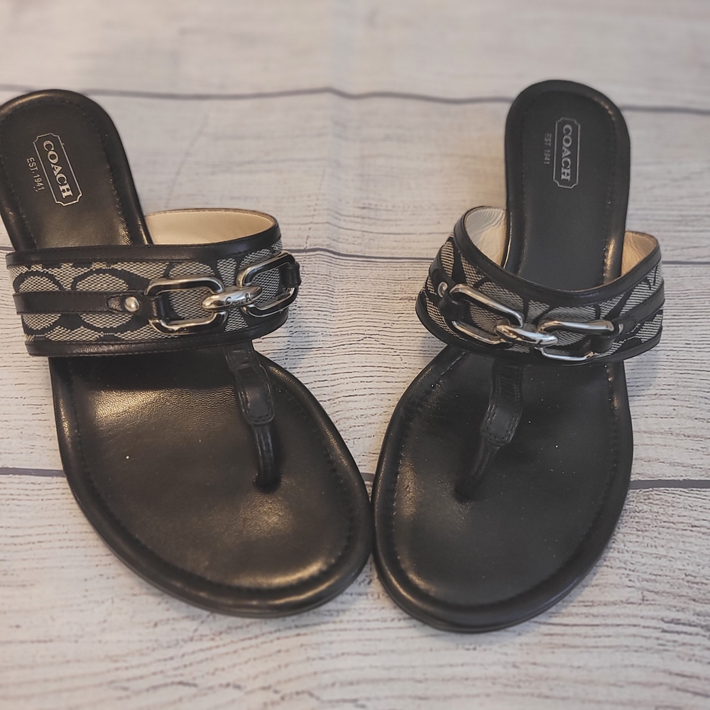 Coach Black and Gray Sandals for Women
